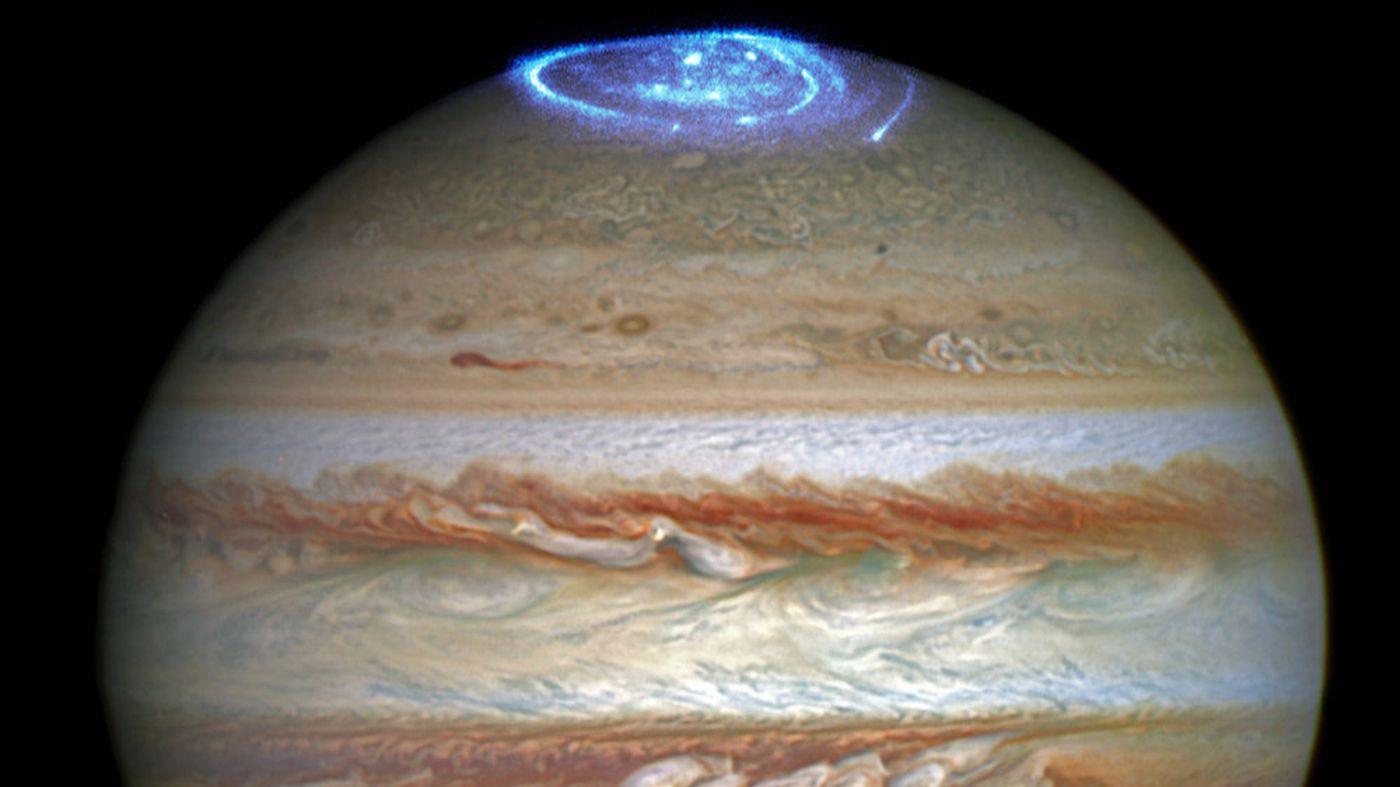 NASA image showing Jupiter's Polar Auroras.
