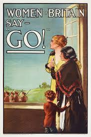 World War One propaganda poster showing British women encouraging their men to go to war